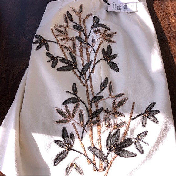 Worth Off White With Kaiki Green Tan Beaded Emebllishments New Size 6 - Picture 10 of 16